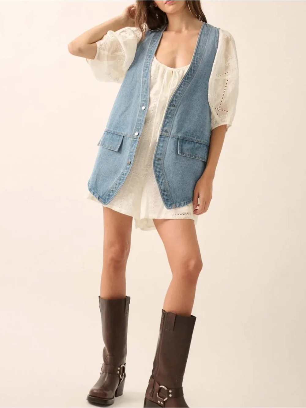 Days go By denim snap vest: Molly Green